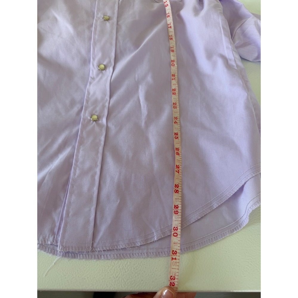 Vintage Karman Western Shirt Mens 15 32 Lavender Floral Embroidery Pearl Snap - Picture 6 of 6